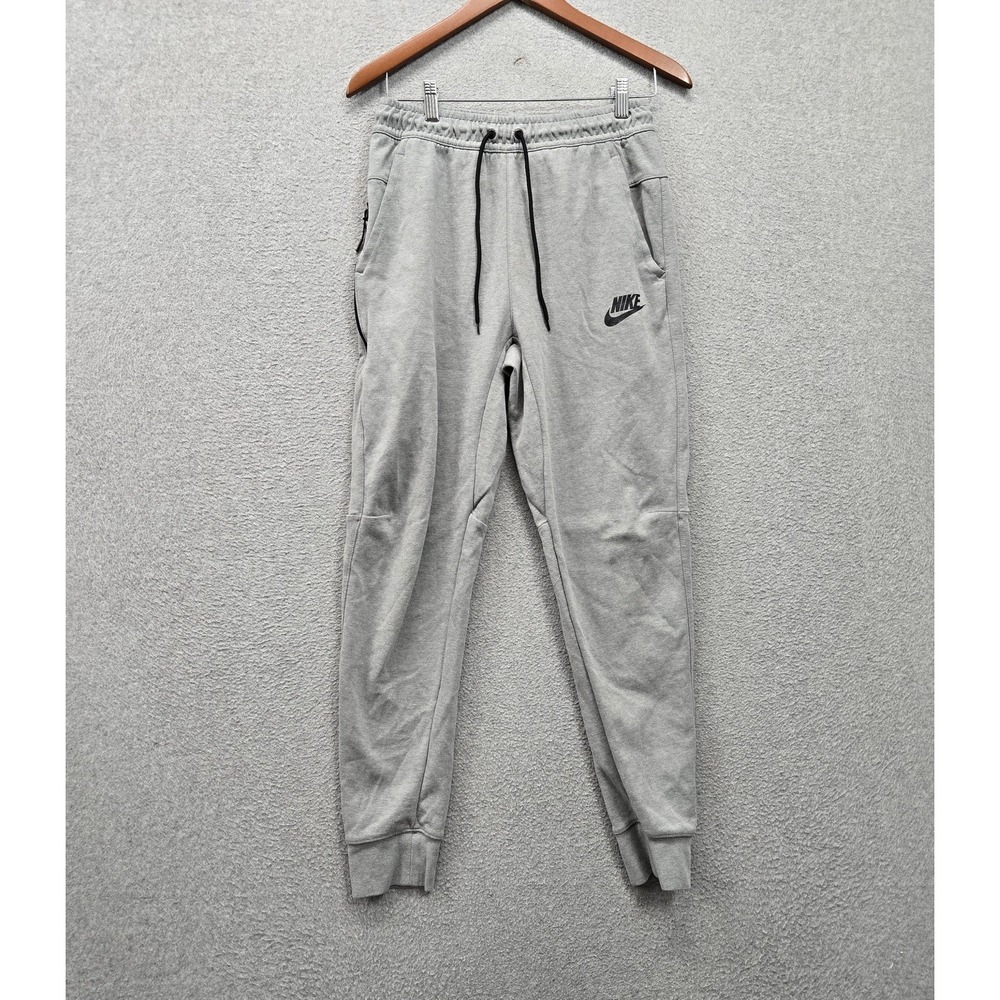 Nike Men Activewear Pants S‎ Gray Joggers Swoosh Logo Drawstring 26" Inseam
